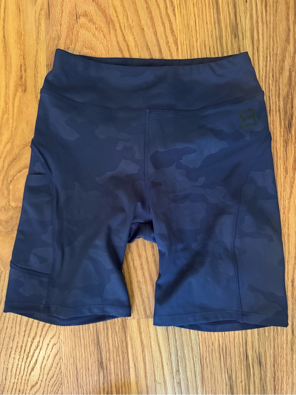 BETTER BODIES Navy Camo High-Rise Bike Shorts